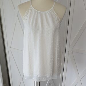 Francesca's Collections White Dotted Lace Trim Camisole